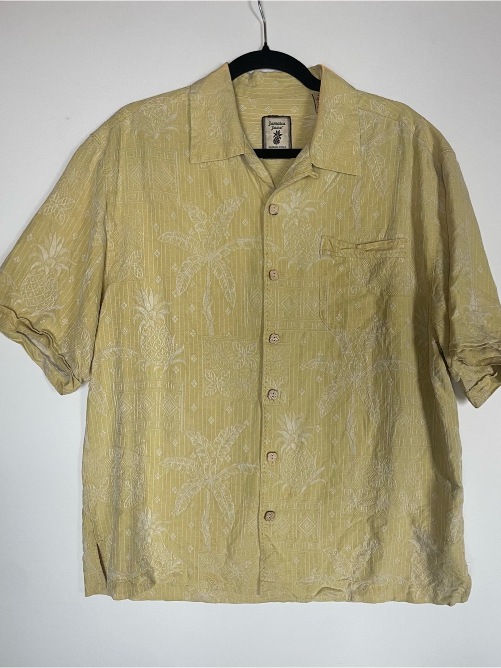 Jamaica Jaxx Short-Sleeve Button-Down Shirt - Pale Yellow Silk